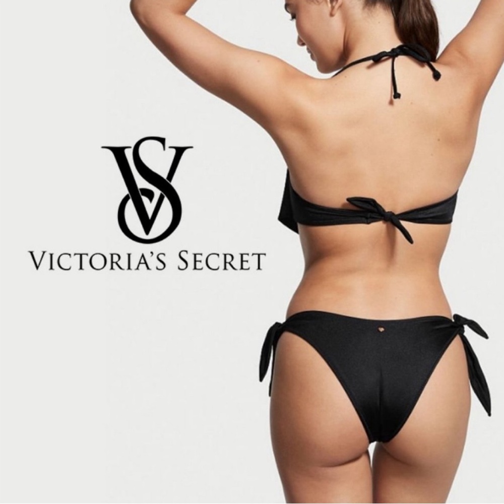 Victoria’s Secret Side Tie Bikini Bottoms Black Size Medium